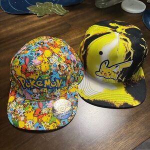 Pokemon Colorful Character and Yellow Pikachu Hat Duo